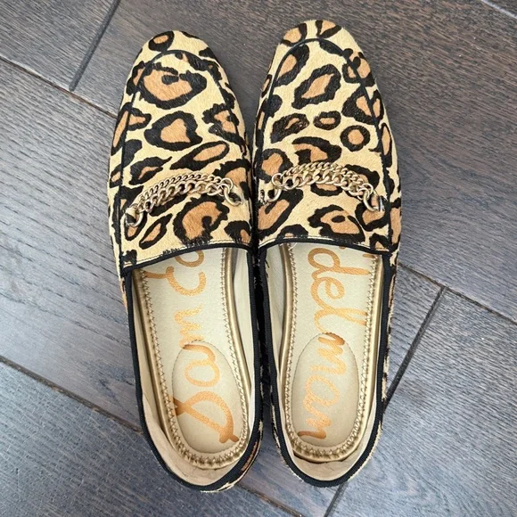 Sam Edelman Lorenzo Loafer Leopard Animal Print Chain Vamp Size 10 - Picture 4 of 10